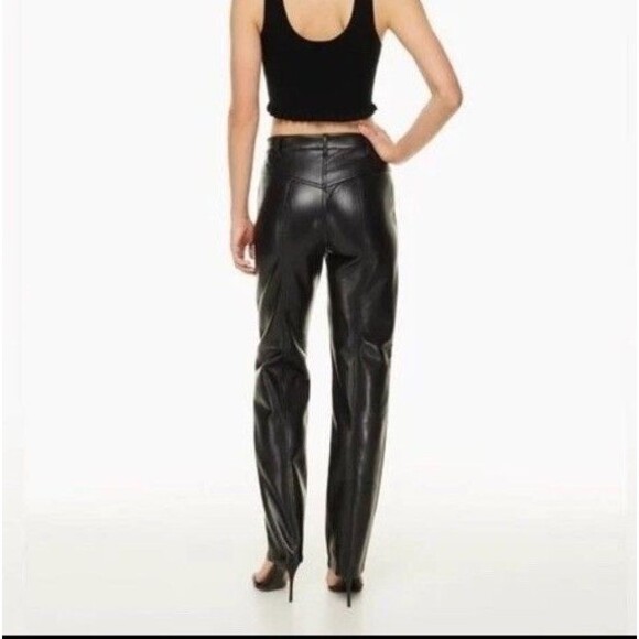 Aritzia Wilfred Black Rebel Pant Vegan Leather Straight Leg Pants Size 6 224 - Picture 2 of 11